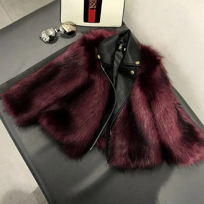 Stylish Girl's Artificial Fur Jacket