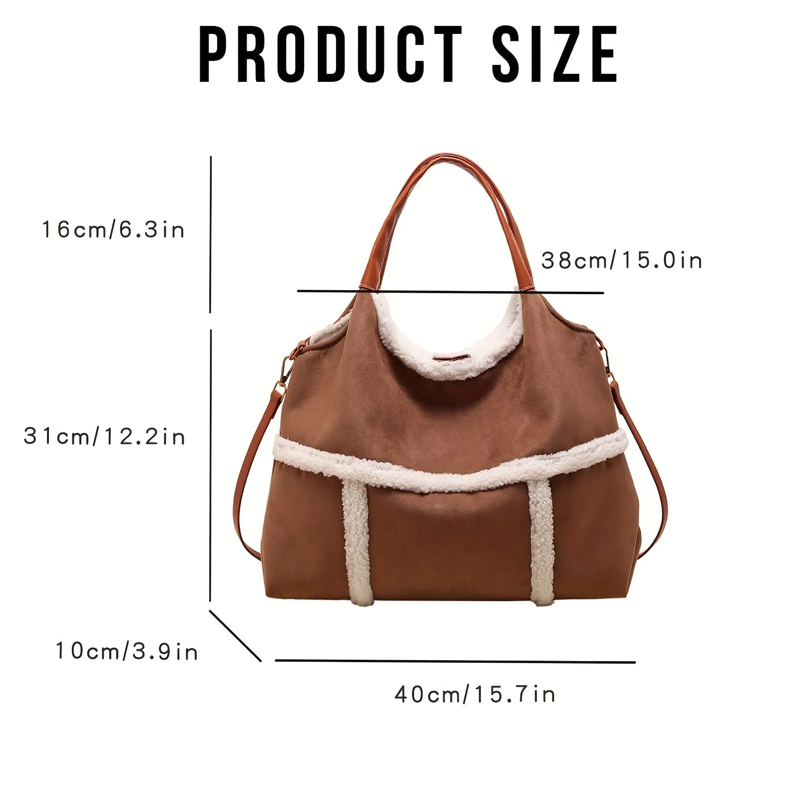 Suede Hobo Bags For Women Retro Tote Bag Suede Slouchy Bag Hobo Handbag Office Tote Handbag-With Pu Leather Clutch Purse