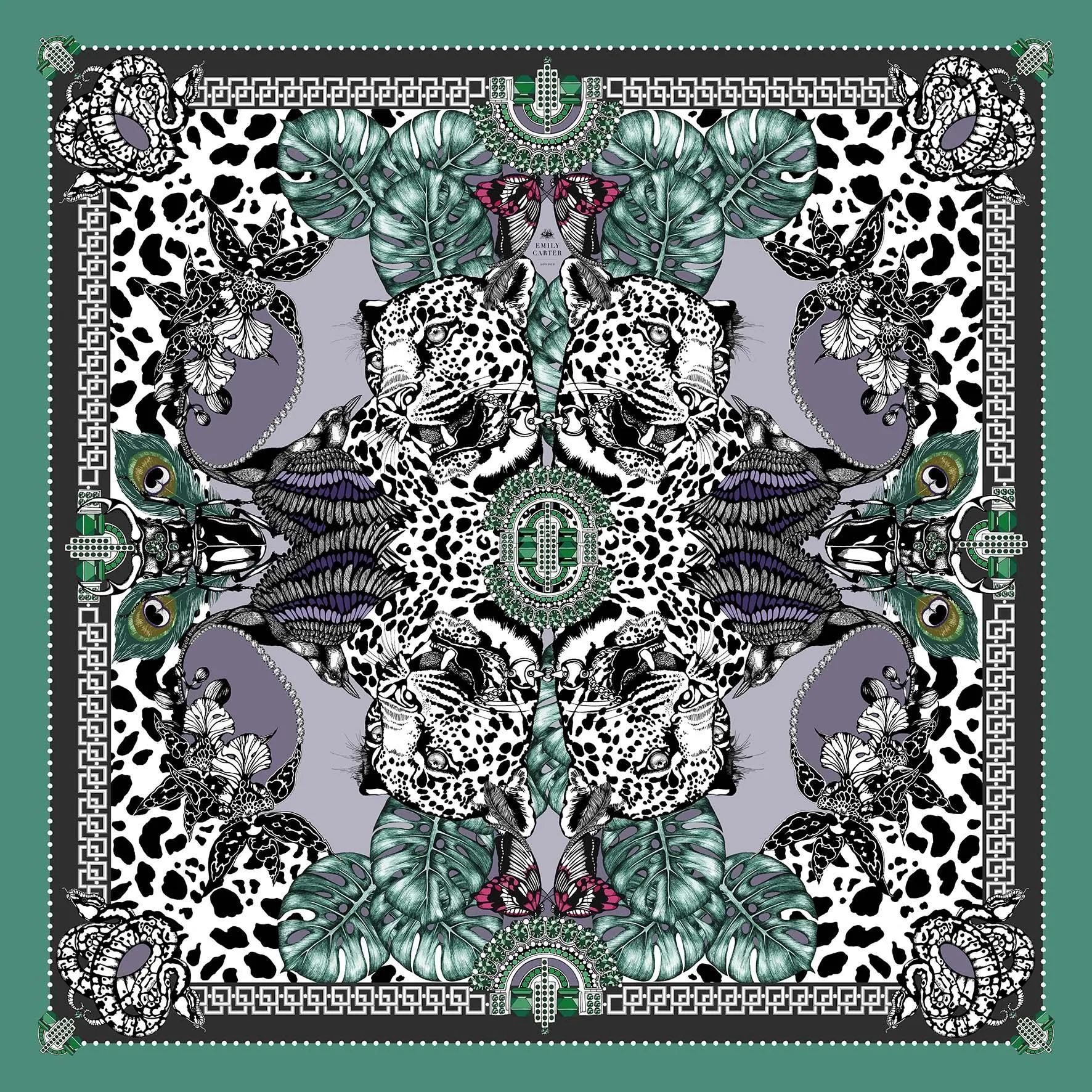 The Jewel & Jaguar Silk Scarf | 90x90cm [Preorder]