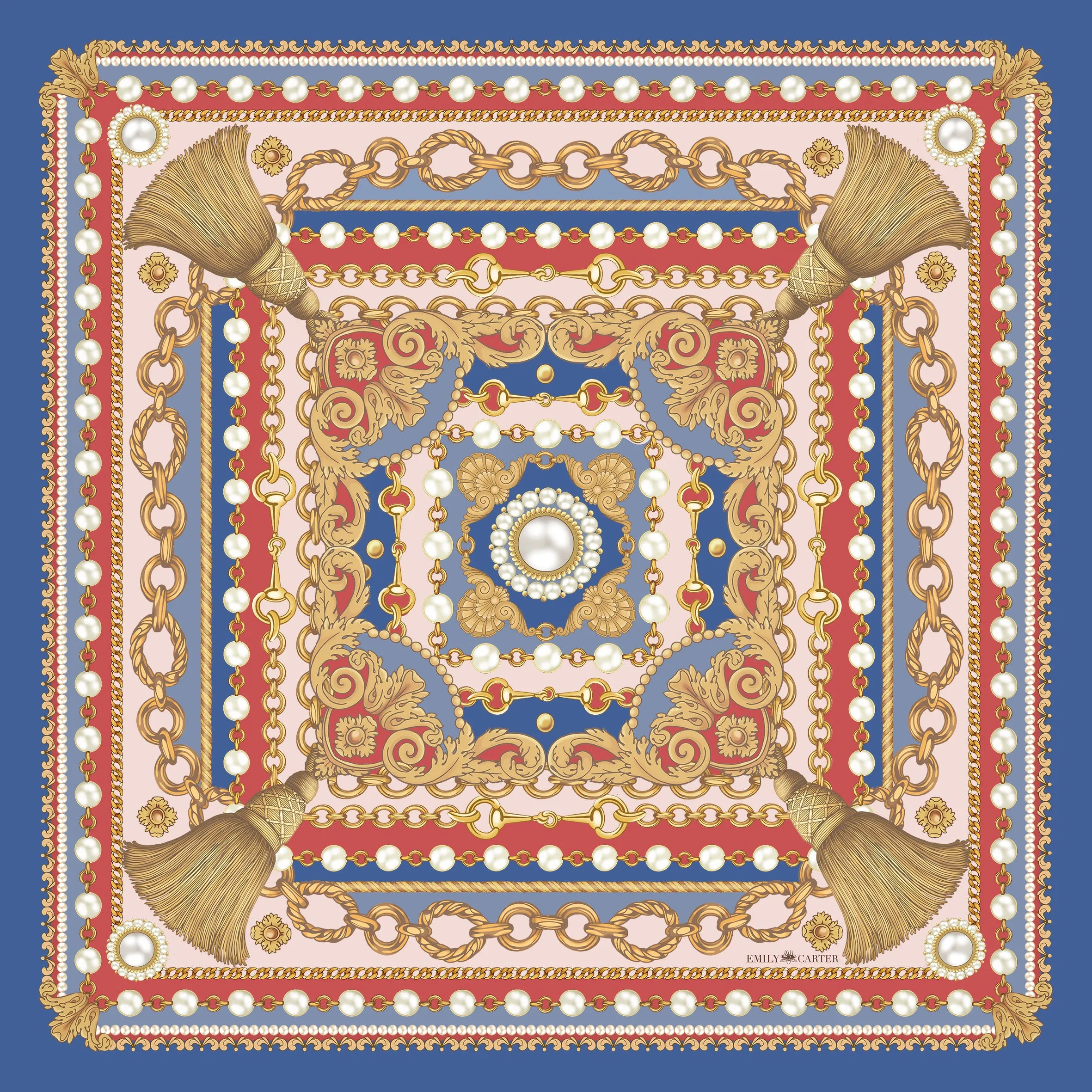 The Jewelled Baroque Silk Scarf - Rose | 90x90cm [Preorder]