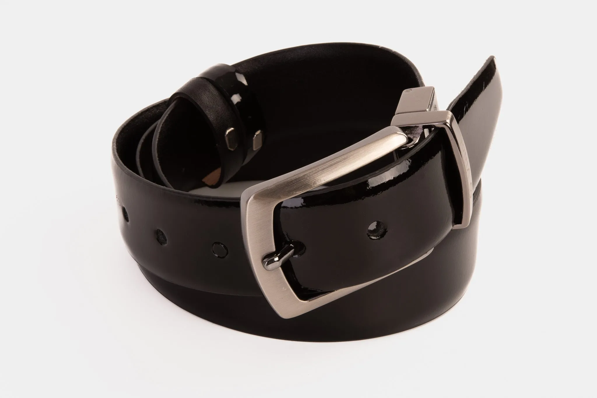 The Sun Reversible Black Patent Leather Belt