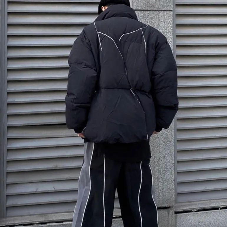 Thunder Lightning Black Aesthetic Winter Puffer Jacket