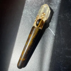 Tiger’s Eye & Golden Healer Quartz Crystal Wand