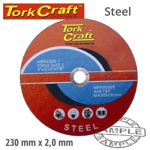 TORK CRAFT CUTTING DISC FOR STEEL 230 X 2.0 X 22.22MM ABR230S-1