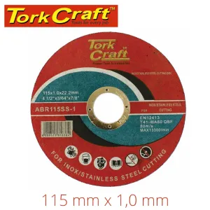 TORK CRAFT CUTTING DISC STAINLESS STEEL 115 x 1.0 x 22.22 MM ABR115SS-1