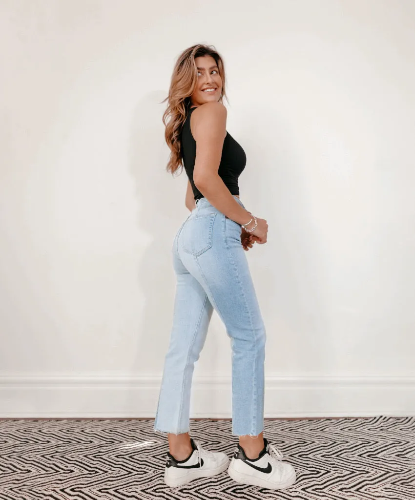 Two Tone High Waisted Jeans - The Sunflower - Comfort Stretch