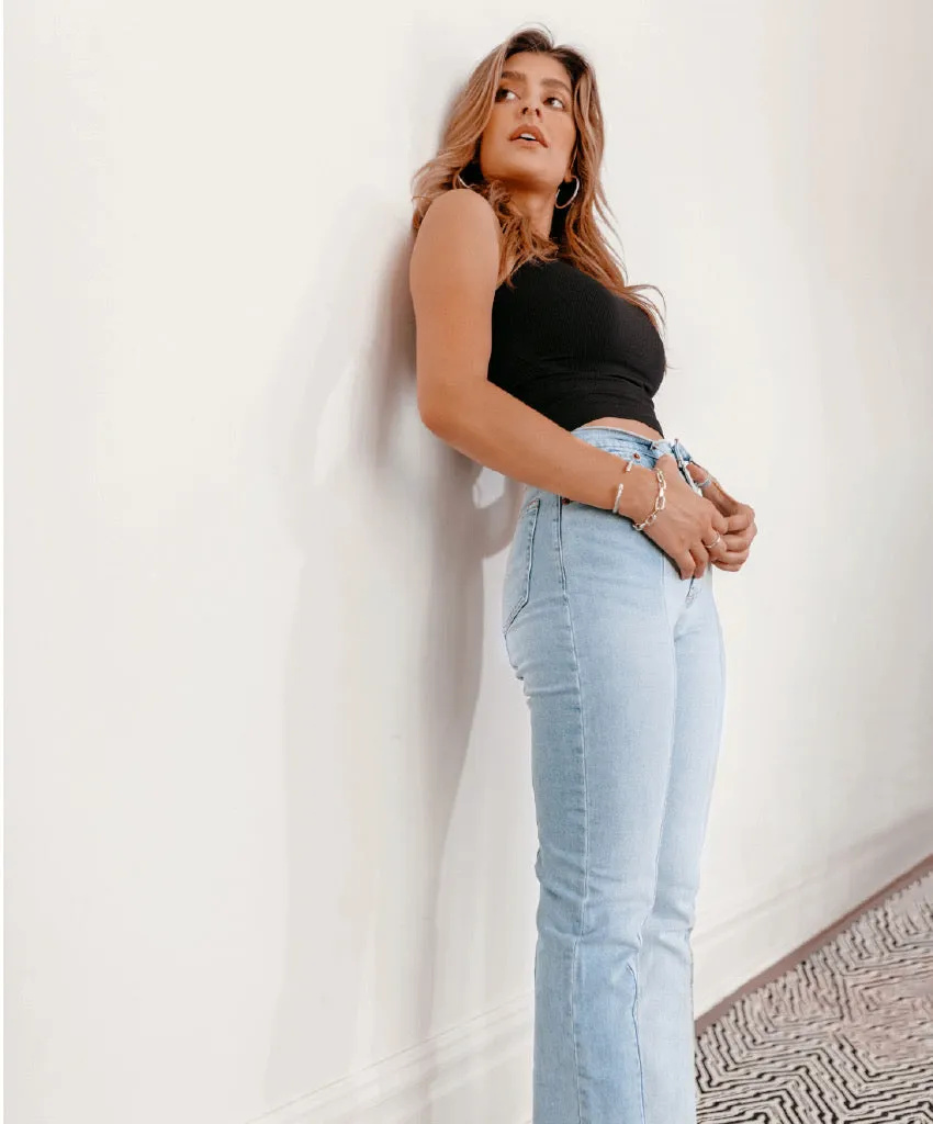 Two Tone High Waisted Jeans - The Sunflower - Comfort Stretch