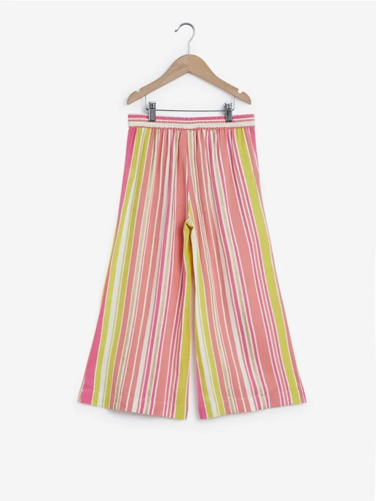 Utsa Kids Lime Striped Palazzos