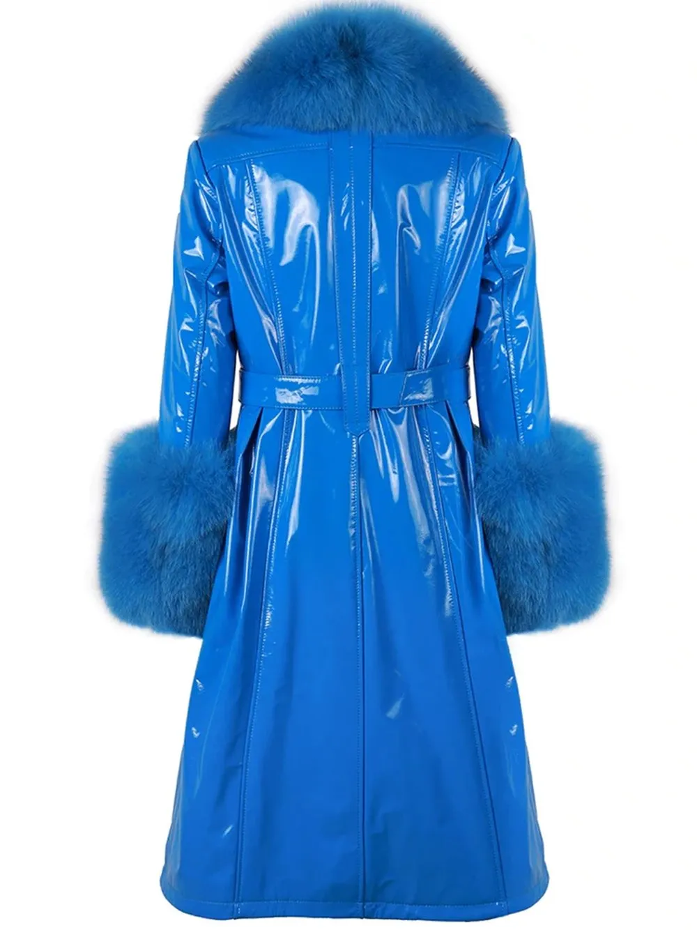 VANDAM Faux Fur Patent Leather Coat