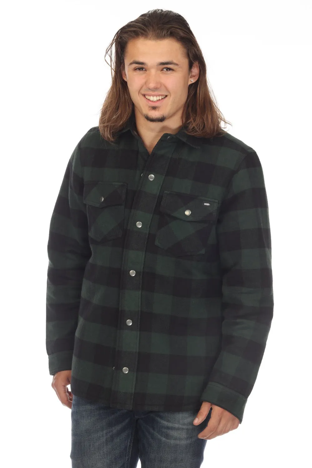 VANS Green/Black Plaid Armstrong Reversible Flannel Chore Coat Jacket VN0A5KLOHNB