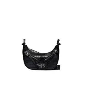 VERSACE JEANS COUTURE ZIPPER MINI CROC BLACK BAG