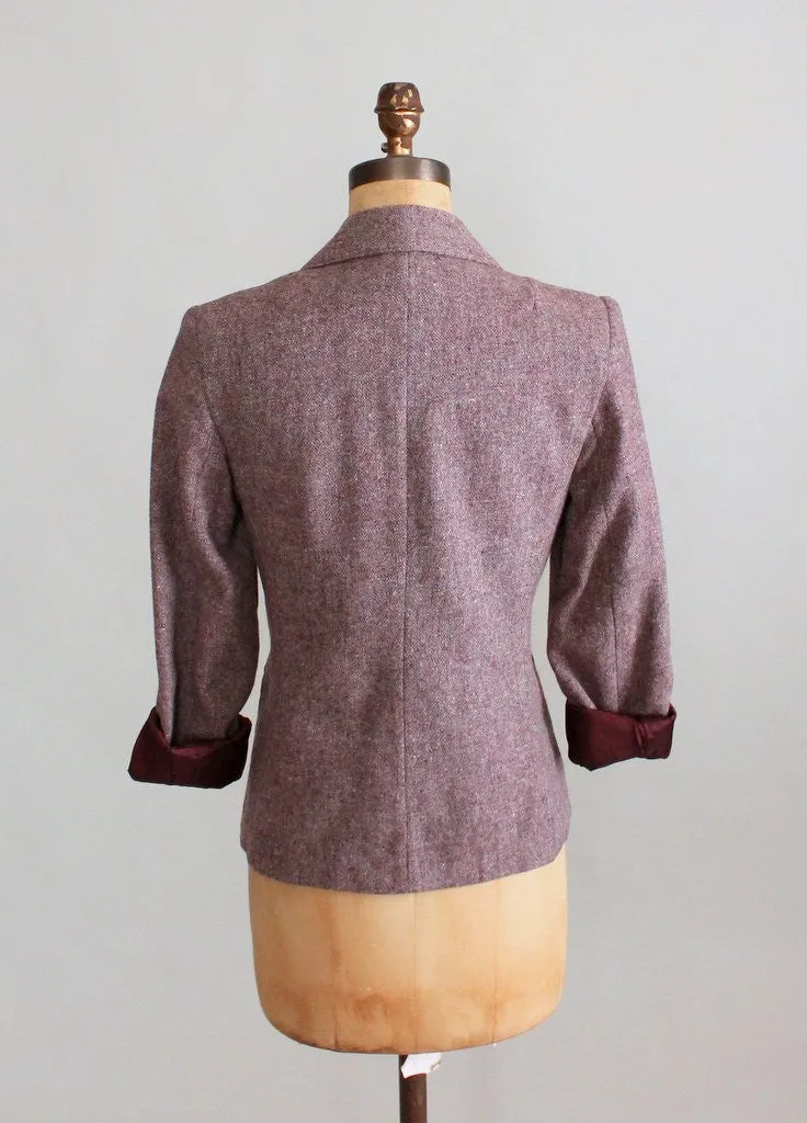 Vintage 1970s Plum Wool Tweed Jacket