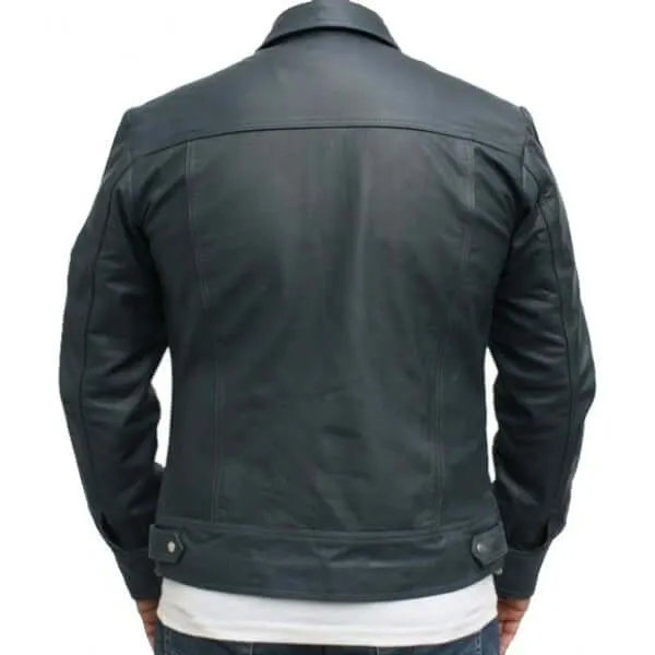 Vintage Style Midnight Blue Men's Leather Jacket