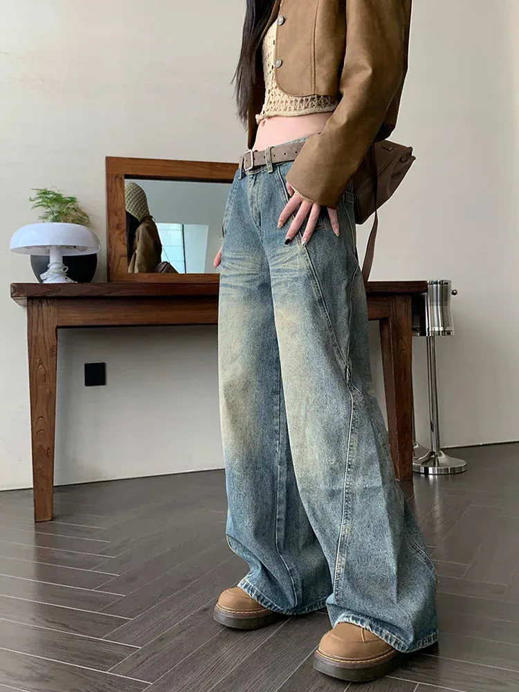 Vintage Washed Loose Wide-leg Denim Jeans