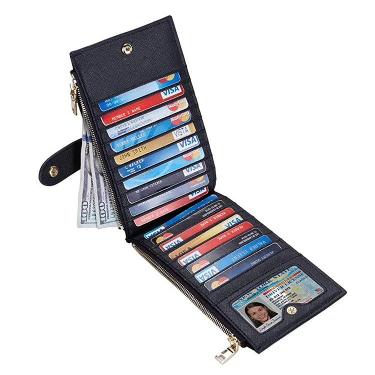 Wallet Women's PU Leather Bifold Multi-Card-Slot Wallet Wallet Women's New Style with Zipper