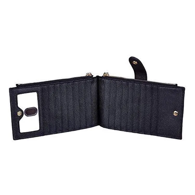 Wallet Women's PU Leather Bifold Multi-Card-Slot Wallet Wallet Women's New Style with Zipper