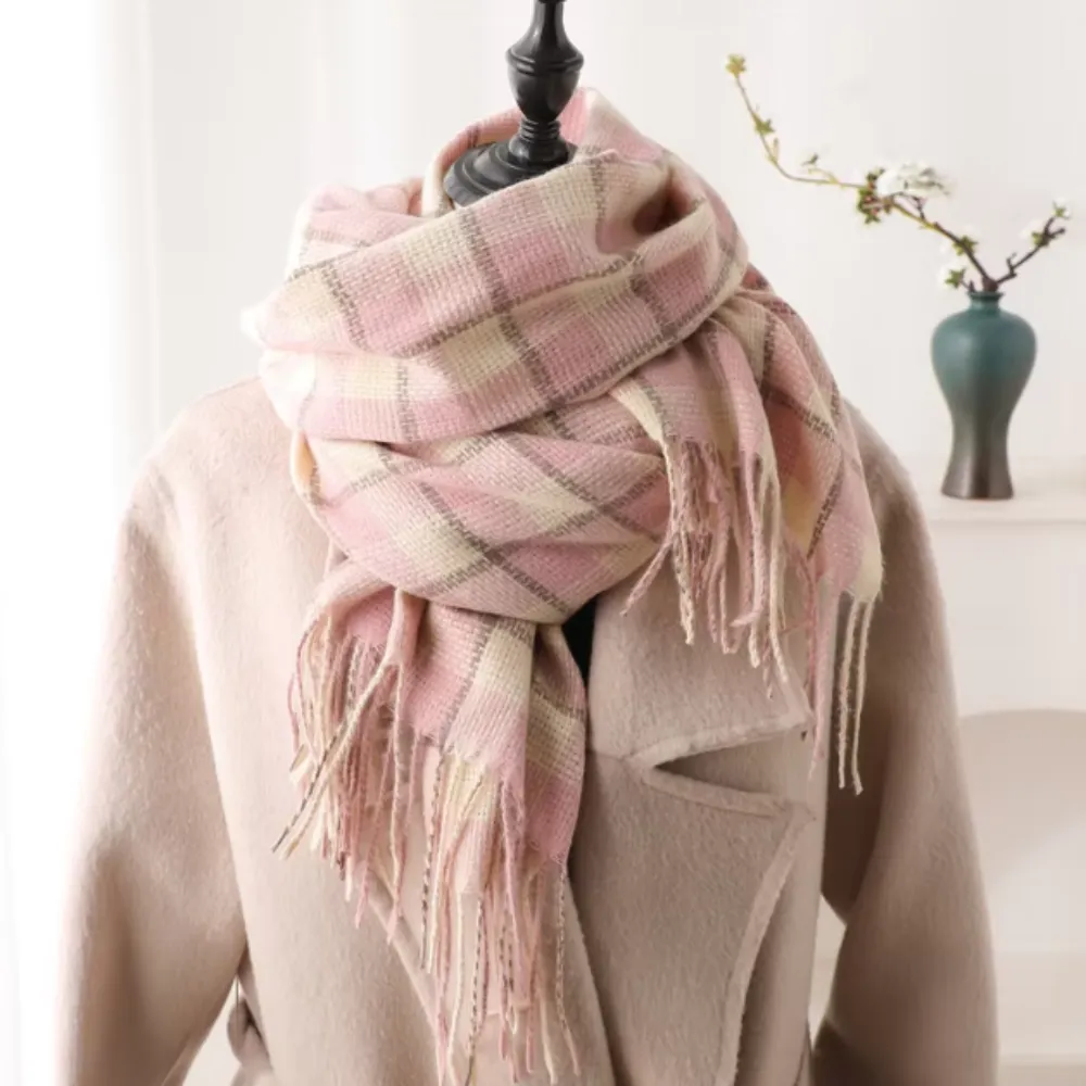 Warm And Soft Checkered Scarf