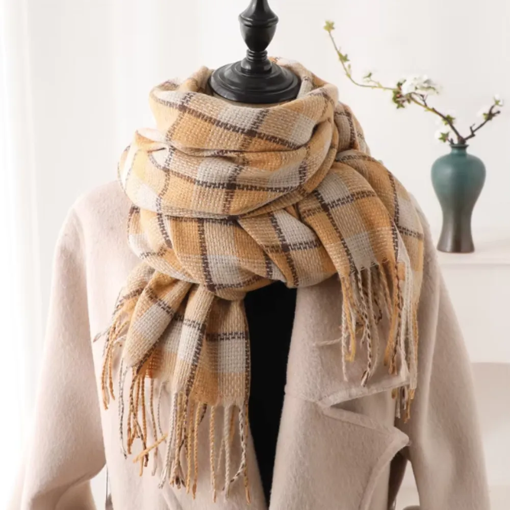 Warm And Soft Checkered Scarf