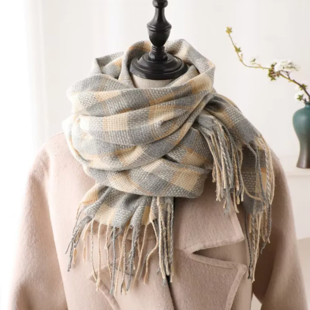 Warm And Soft Checkered Scarf