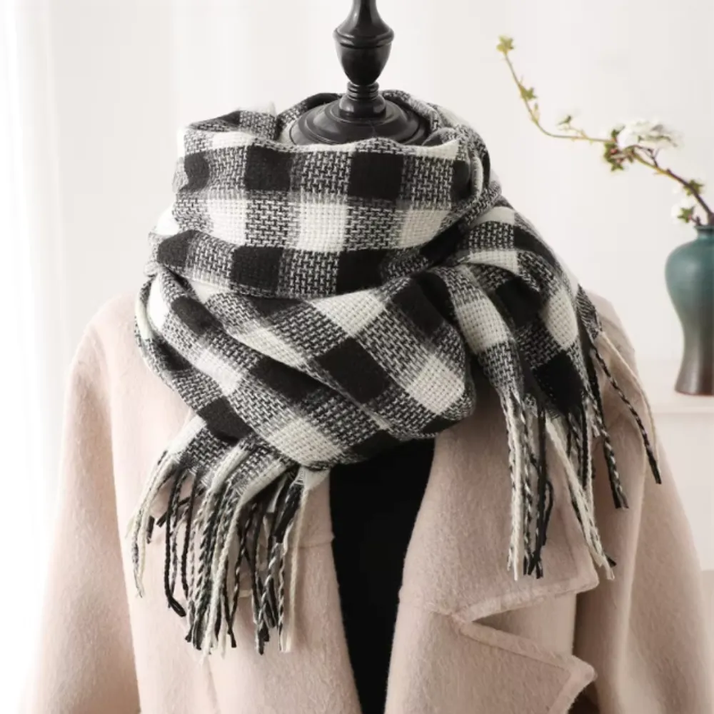 Warm And Soft Checkered Scarf