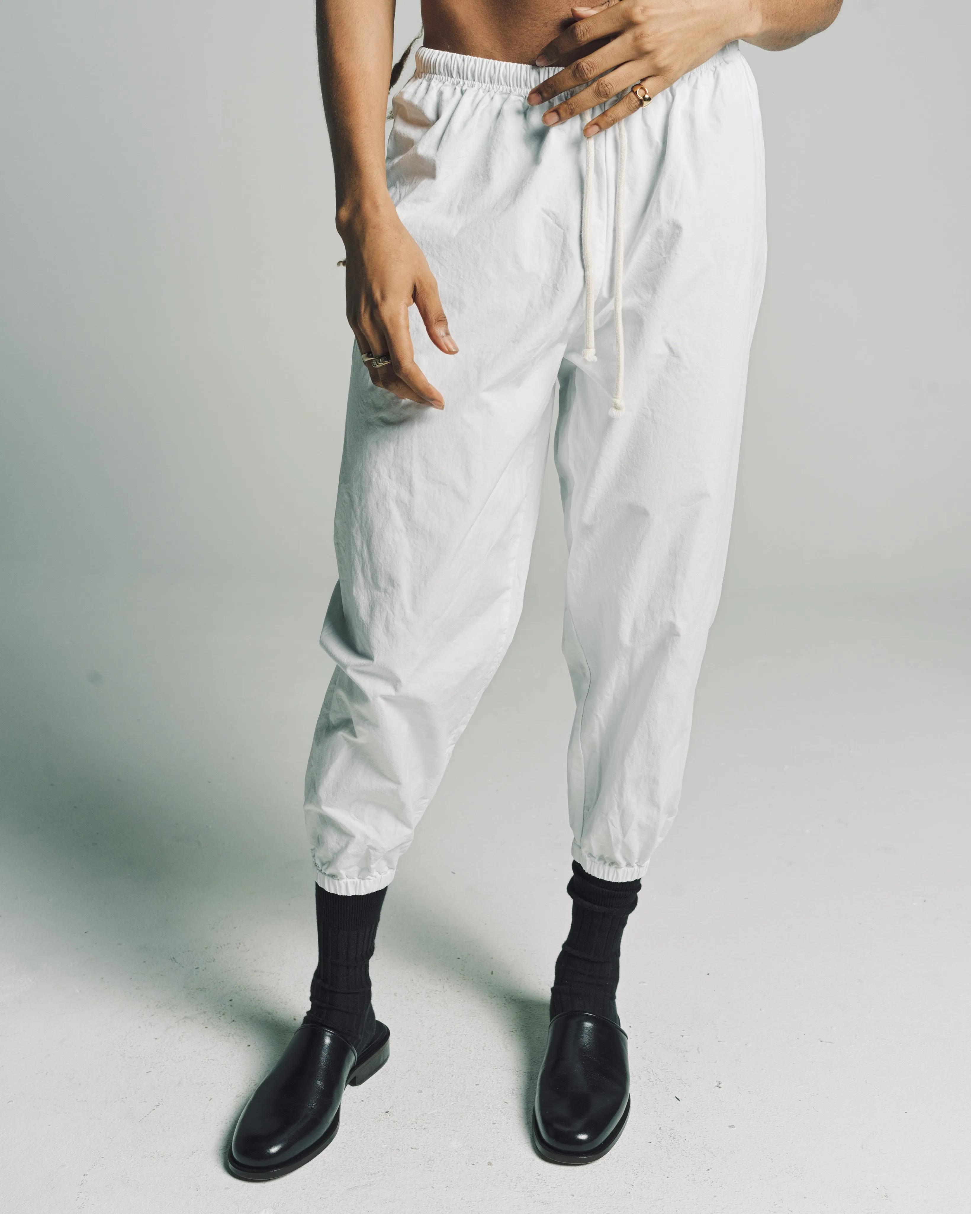 White Jethro Joggers W/ Drawstring