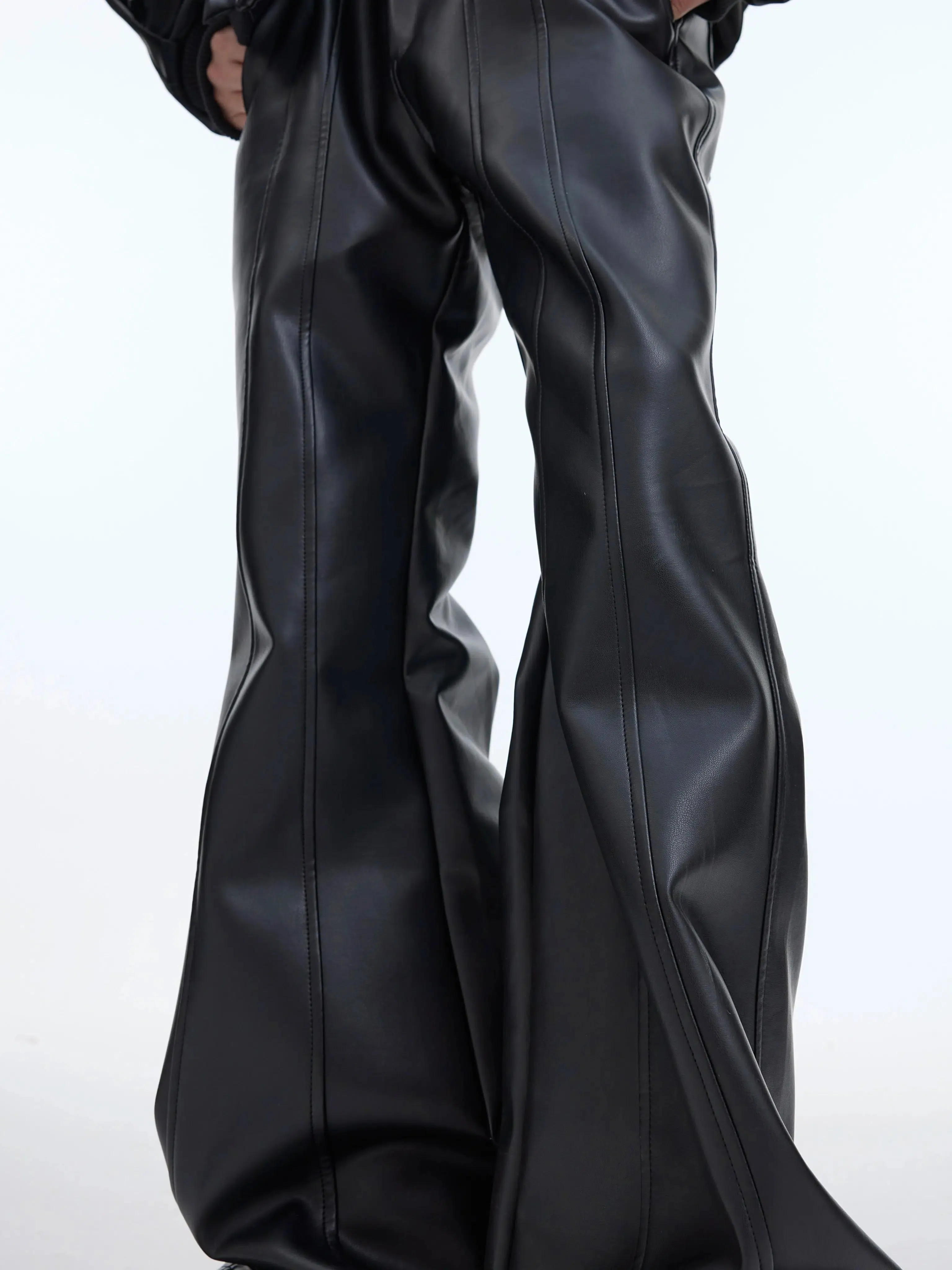 Wide Leg Cut PU Leather Pants