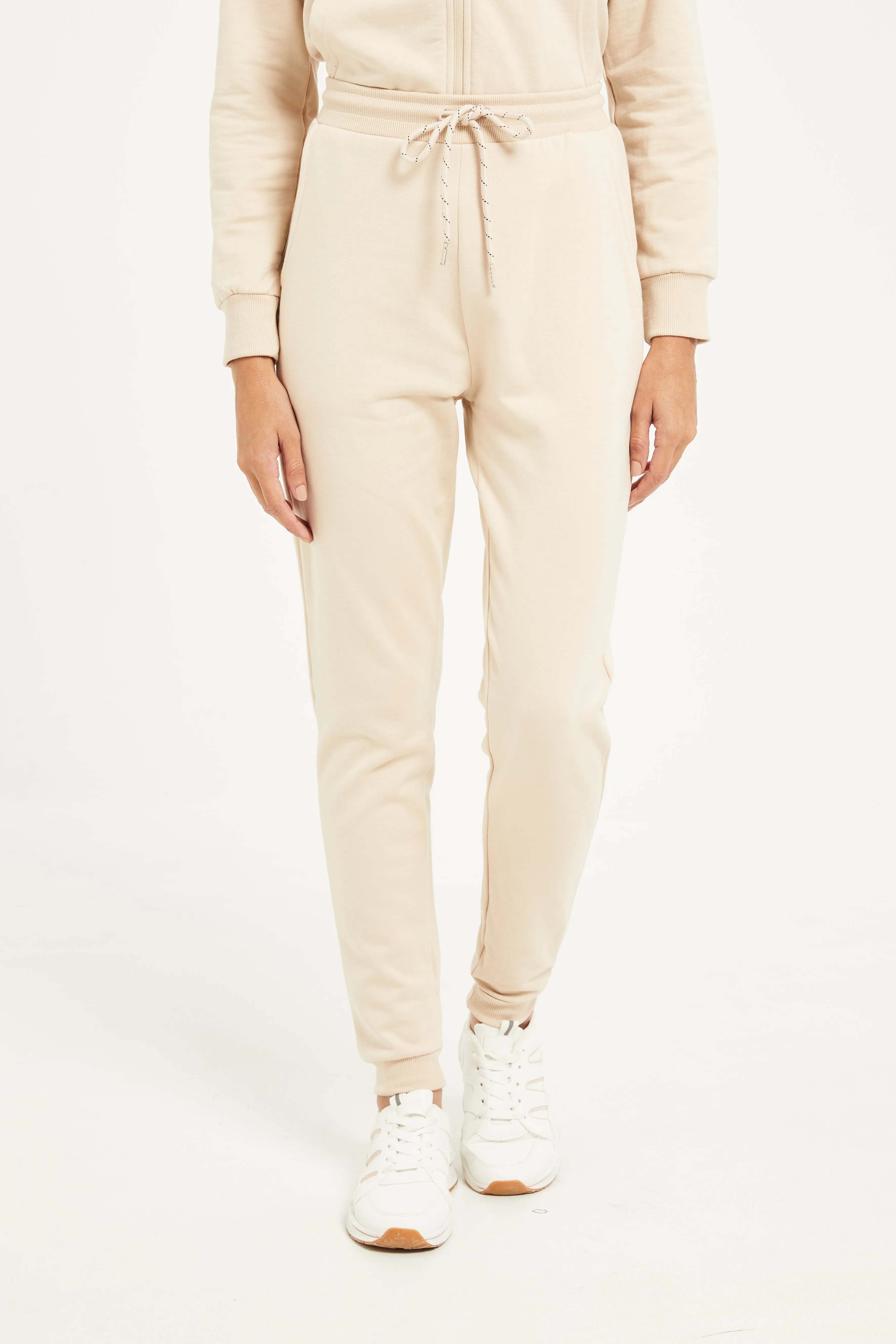 Women Beige Plain Joggers