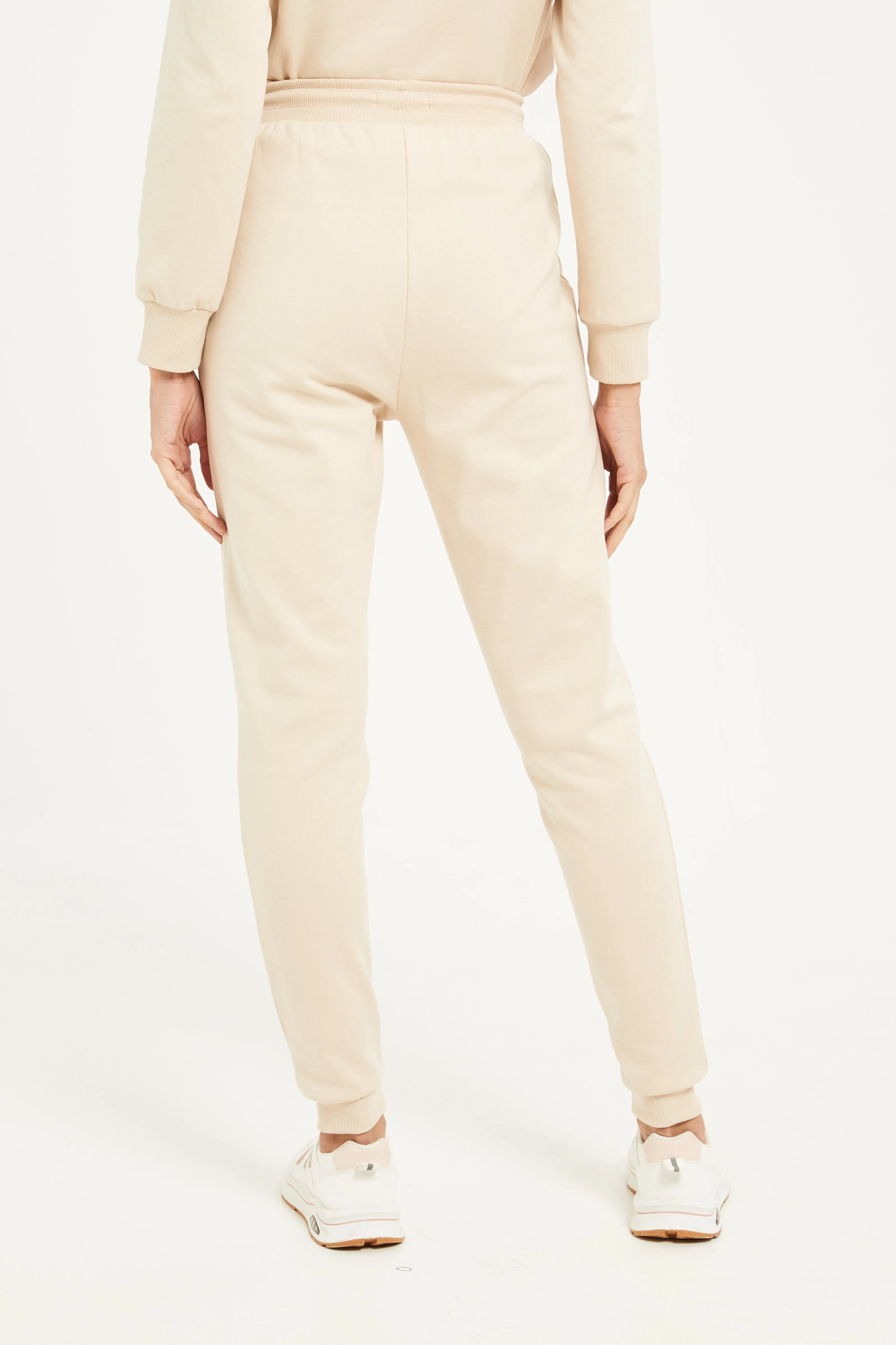 Women Beige Plain Joggers