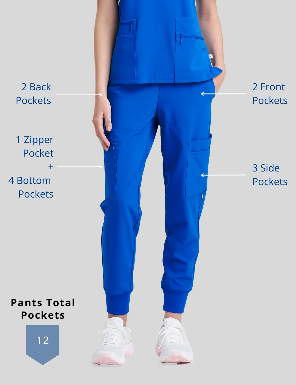 Womens 12-Pocket Scrub Jogger Pants