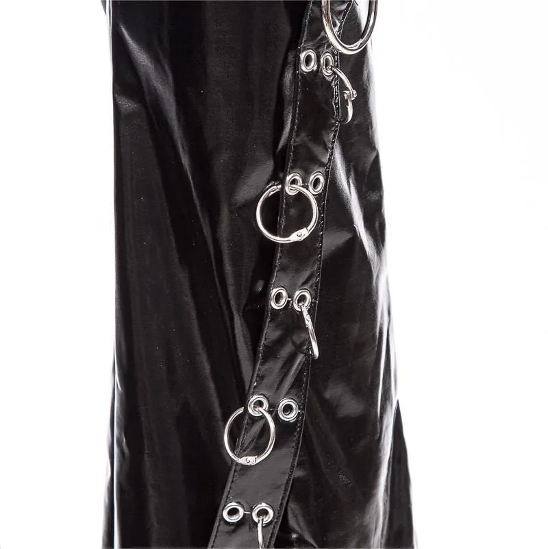 Women's Gothic Lacing-up Flared Faux Leather Pants