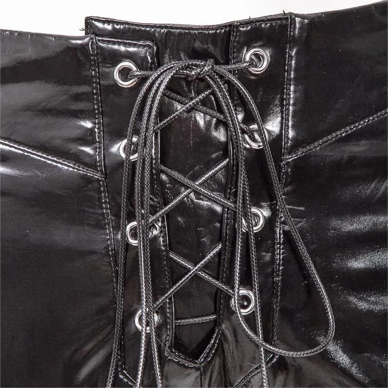 Women's Gothic Lacing-up Flared Faux Leather Pants