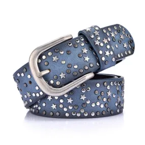 Women's Starry Night Rivet Studded Leather Belt