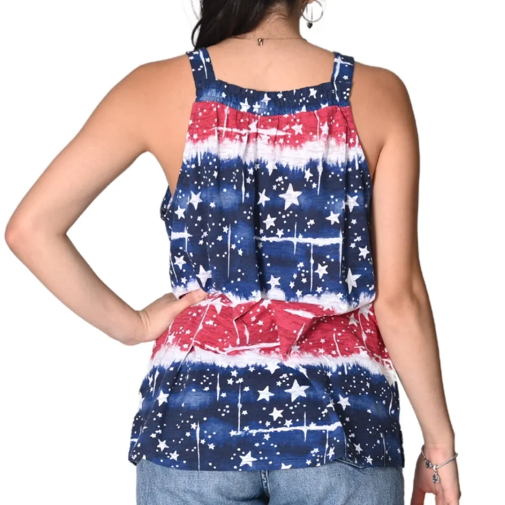 Women's Starry Print Burnout Tank Top