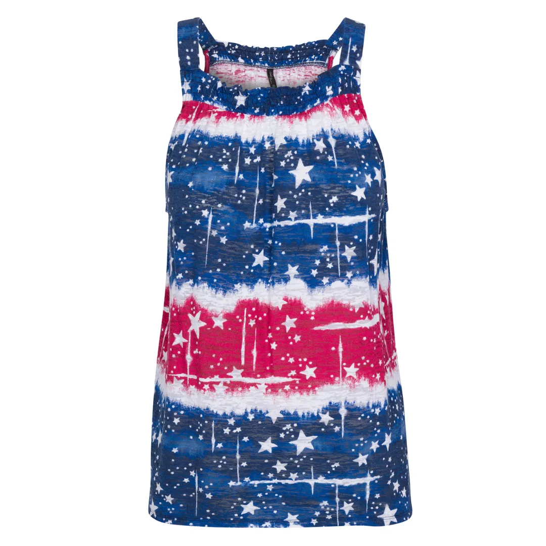 Women's Starry Print Burnout Tank Top