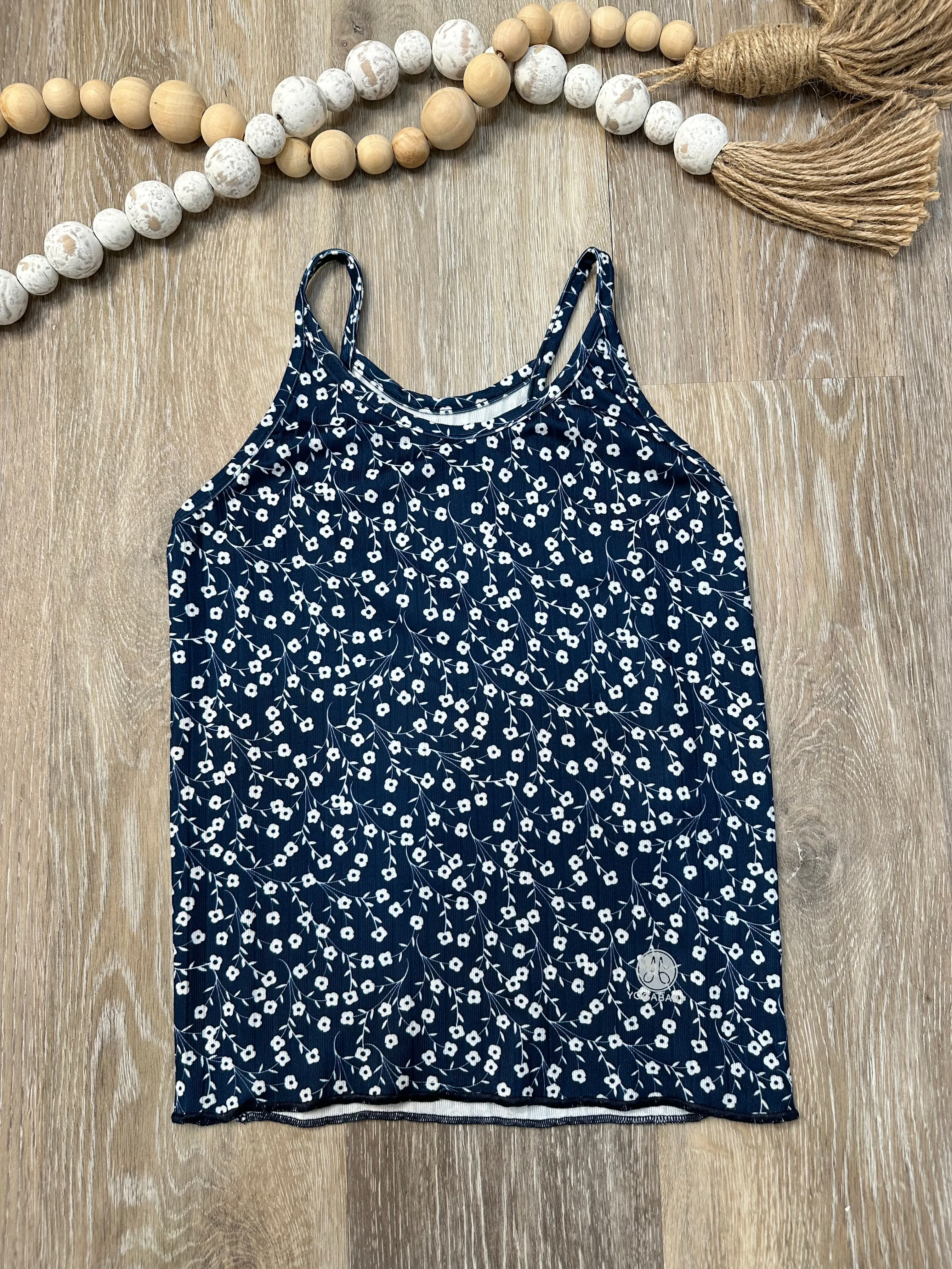 YOG Navy Floral Razor Back Tank