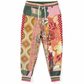 Yogananda Pink Floral Patchwork Eco-Poly Unisex Joggers