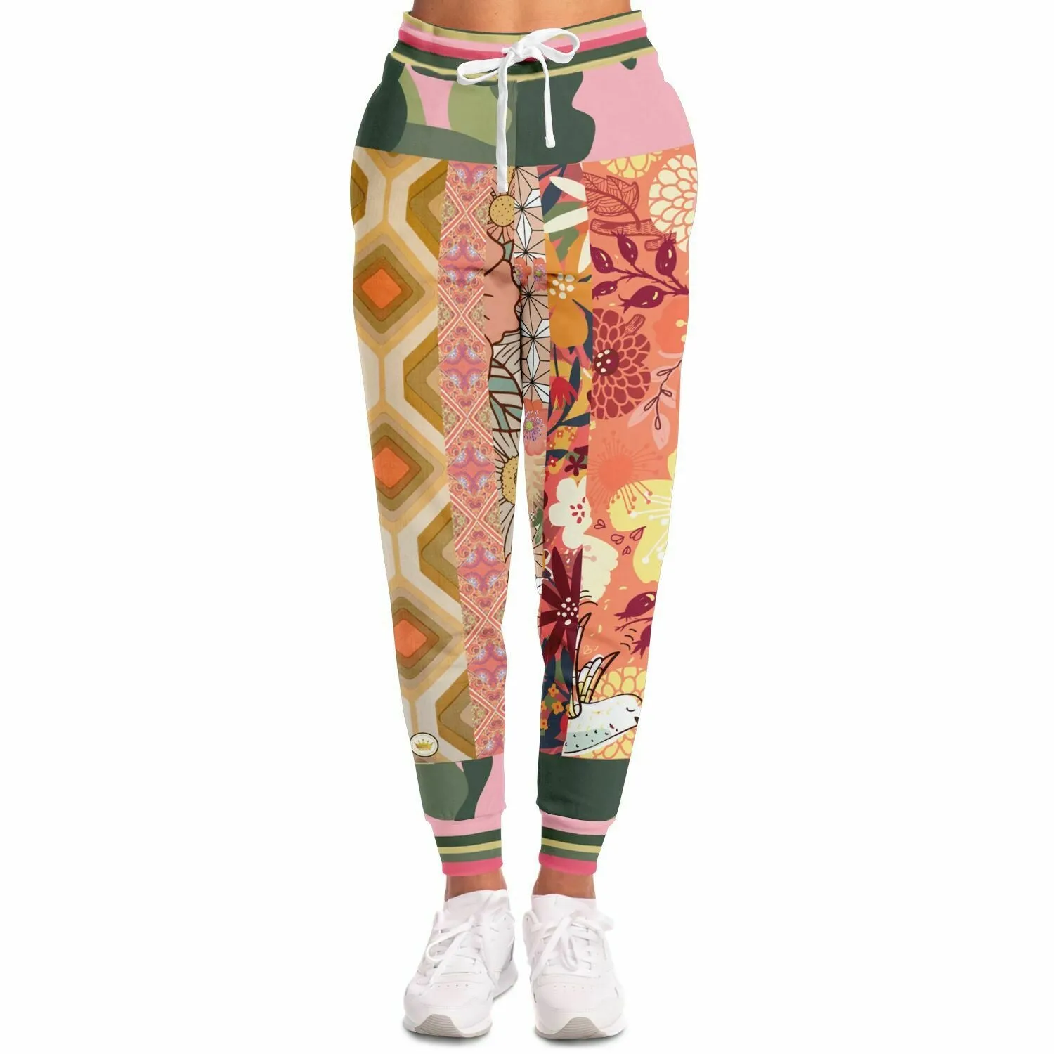 Yogananda Pink Floral Patchwork Eco-Poly Unisex Joggers