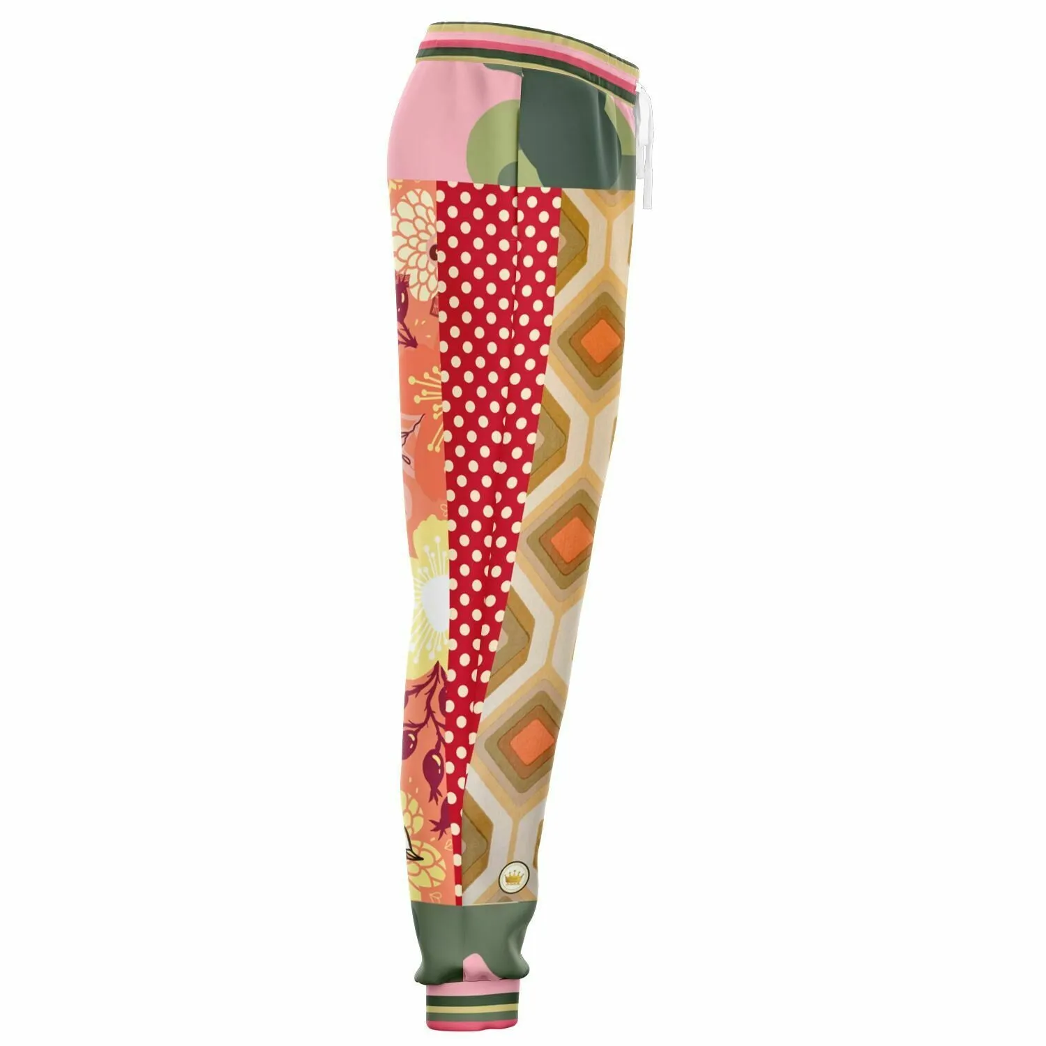 Yogananda Pink Floral Patchwork Eco-Poly Unisex Joggers