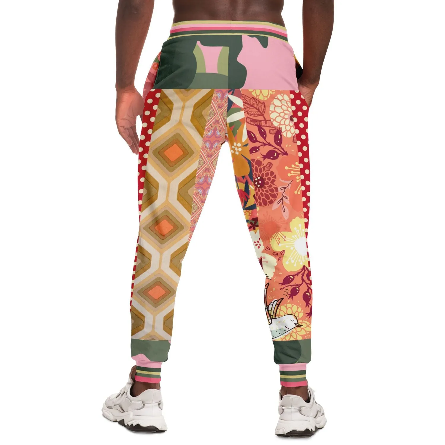 Yogananda Pink Floral Patchwork Eco-Poly Unisex Joggers