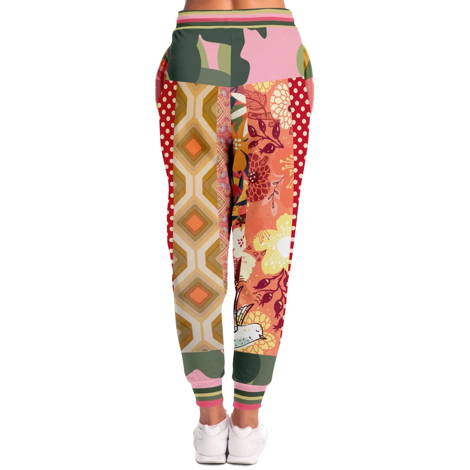 Yogananda Pink Floral Patchwork Eco-Poly Unisex Joggers